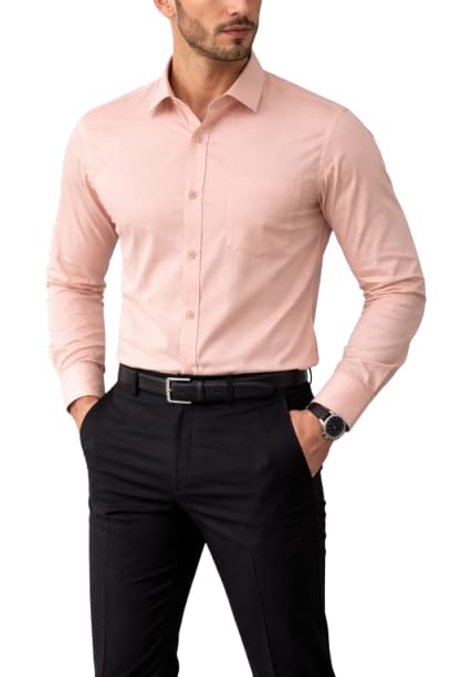 Men’s Formal Shirt and Pant Combo Set, Solid Full Sleeve Office Wear Shirt with Formal Trouser, Regular Fit Business Casual Clothing Set for Office, Party, Wedding & Daily Style